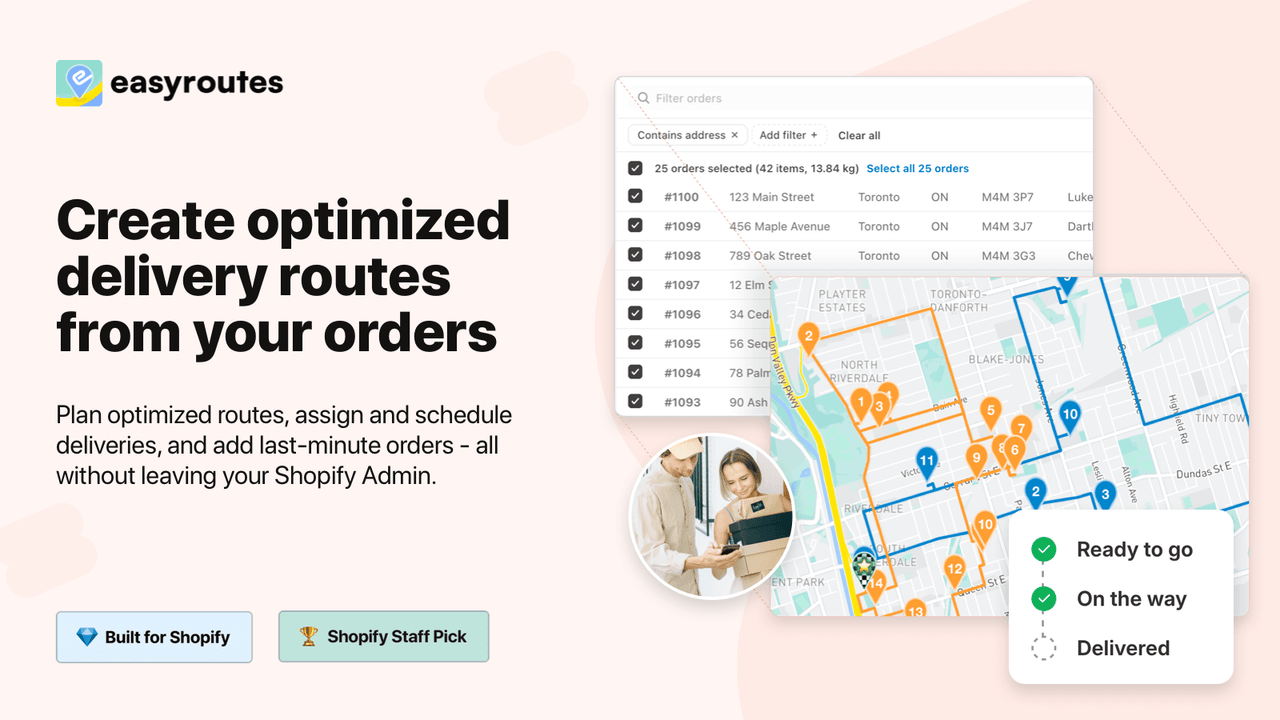 Create optimized delivery routes from your orders.