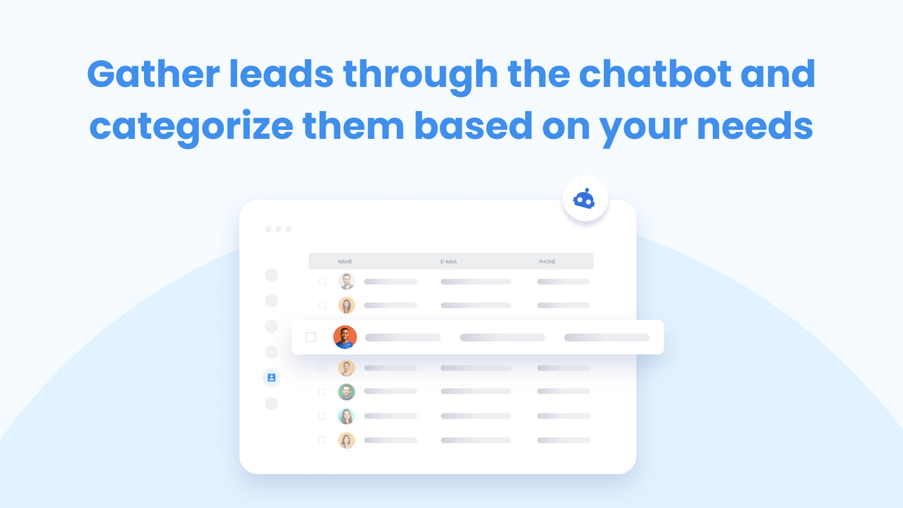 Gather leads through the chatbot and boost your sales.