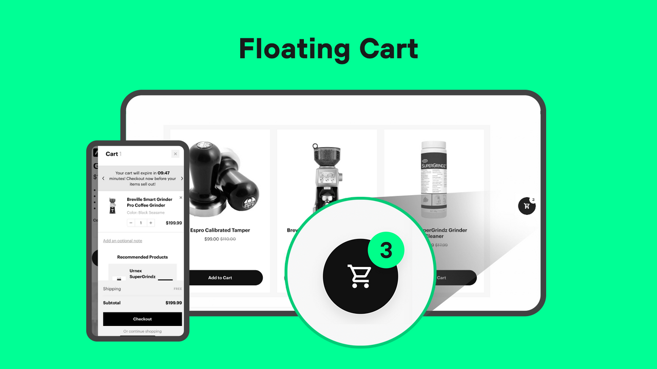 Floating Cart option to add Sticky Cart Drawer to your store