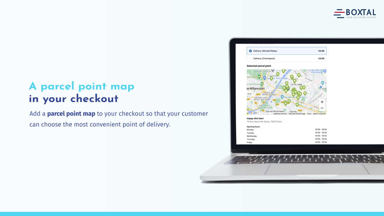 A parcel point map in your checkout