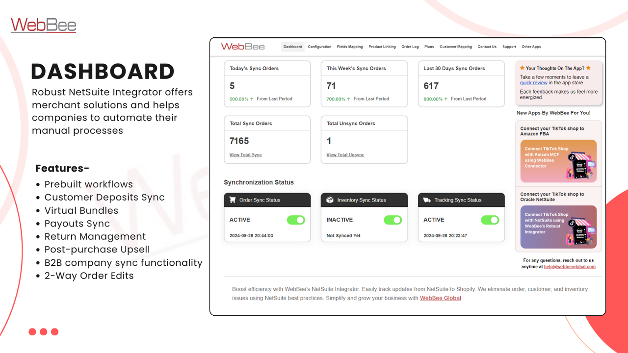 Easy to navigate dashboard