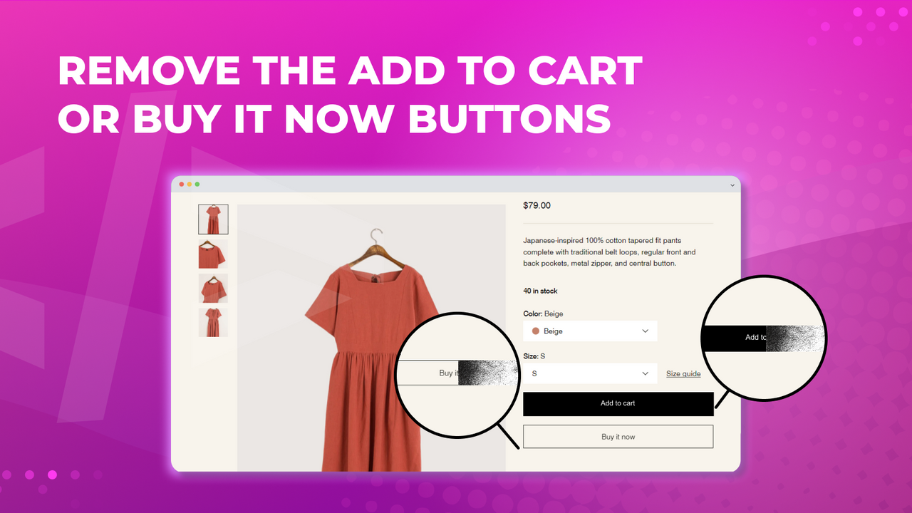 The remove add to cart / buy it now feature in the product page