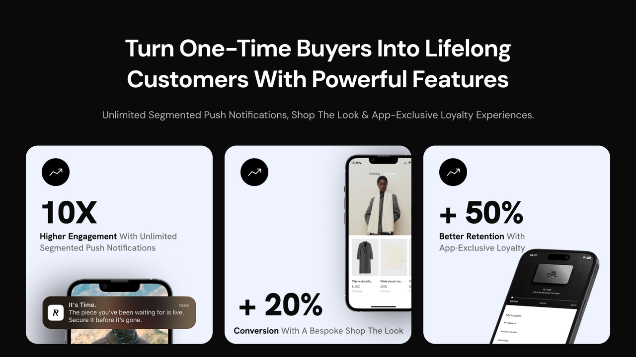 Boost engagement, conversions, and retention with app features