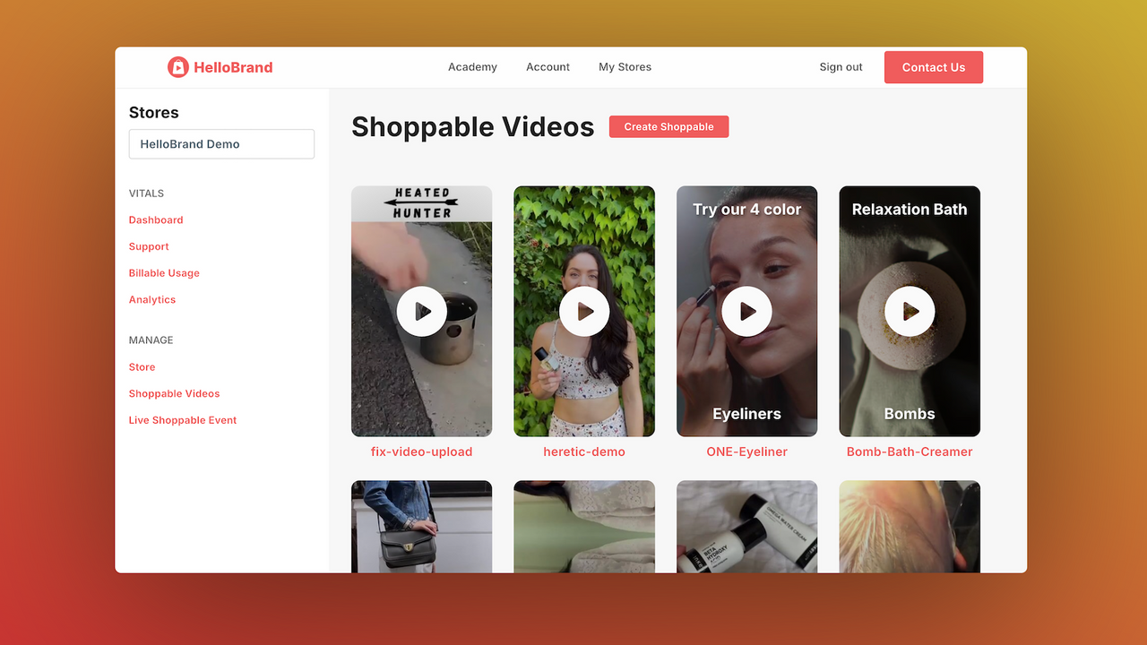 Upload new shoppable videos and add products to it