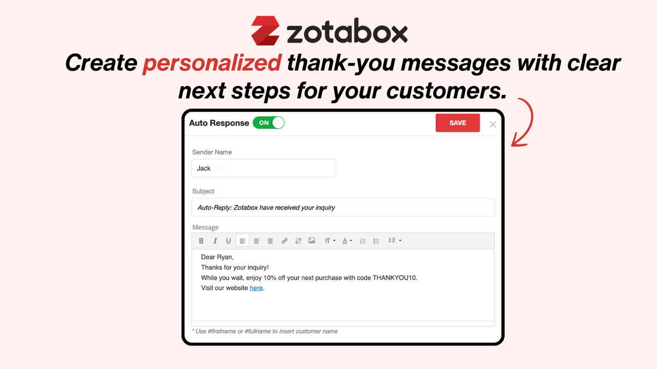 Auto Response: Personalized thank-you messages