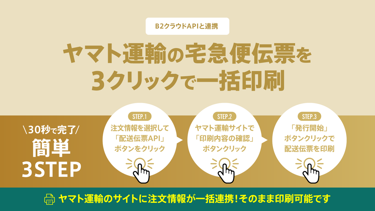 B2クラウドと連携 | ヤマト運輸の宅急便伝票を3クリックで一括印刷。ヤマト運輸のサイトに注文情報が一括連携!そのまま印刷可能