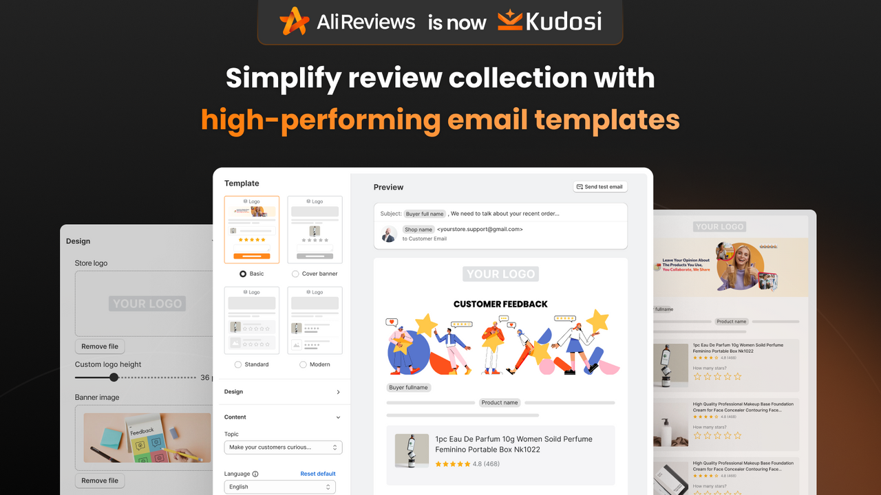 Kudosi - Ali Reviews collect reviews via email templates