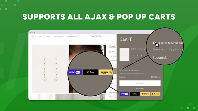 A store ajax cart page with the Terms and Conditions Checkbox