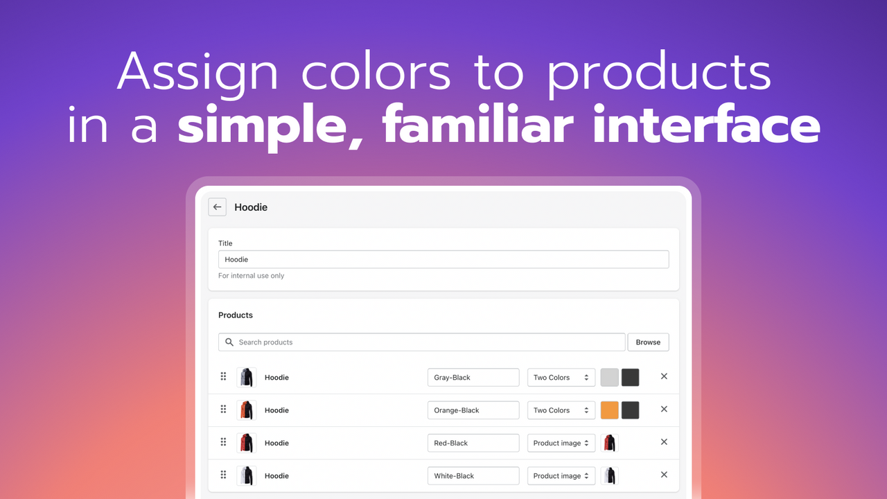 Assign colors to products easily