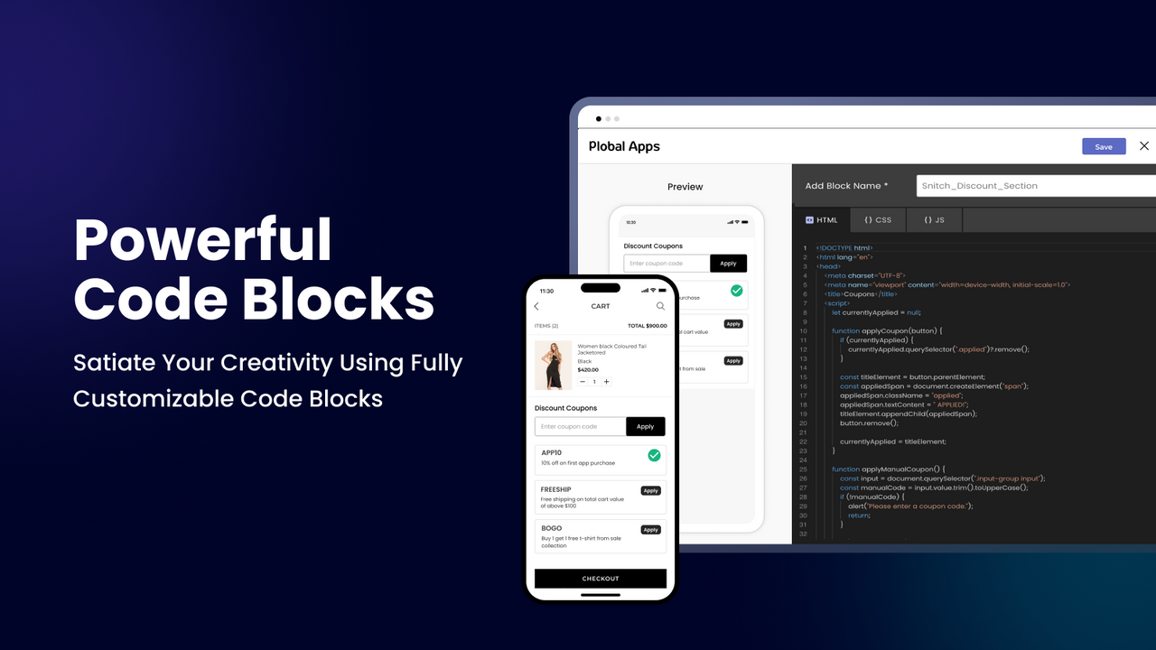 Satiate your creativity using fully customizable code blocks