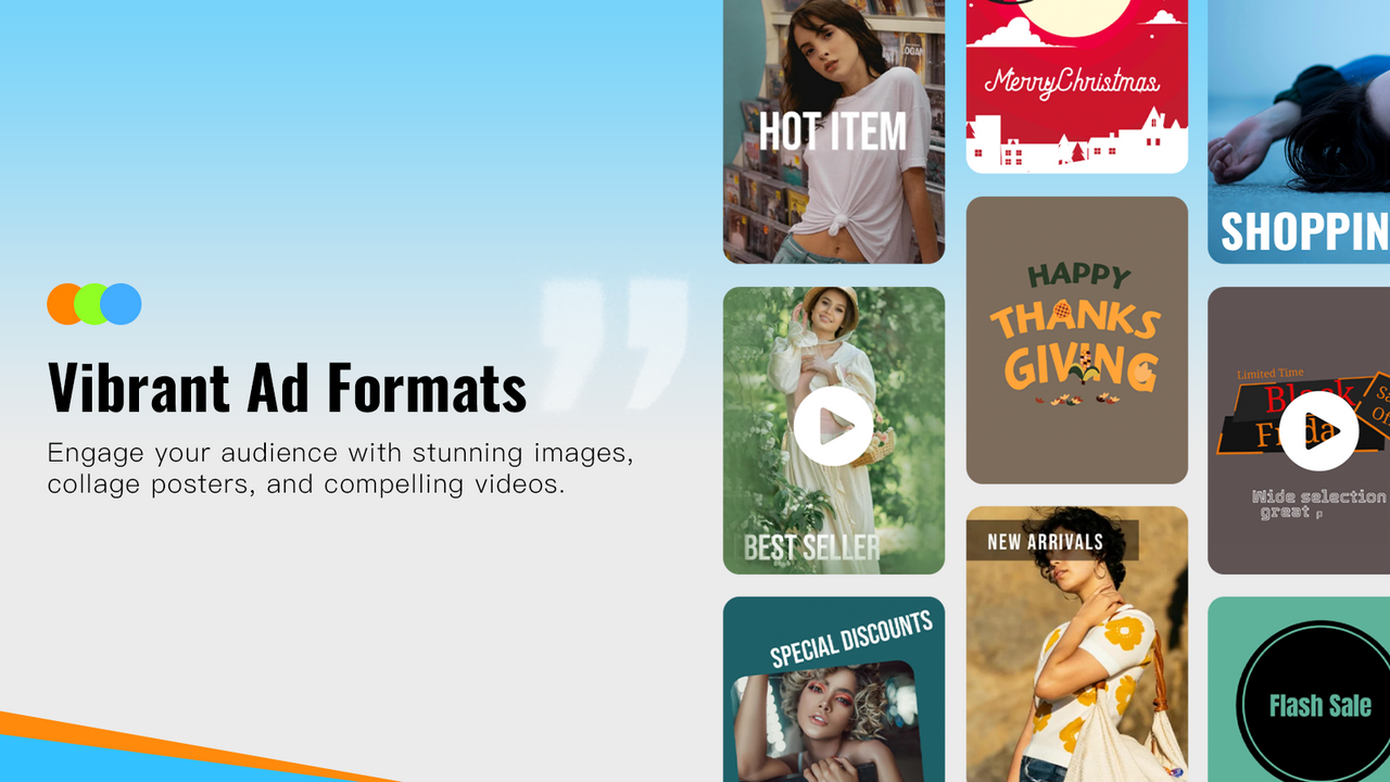 Vibrant post formats, images, collages, compelling video posts