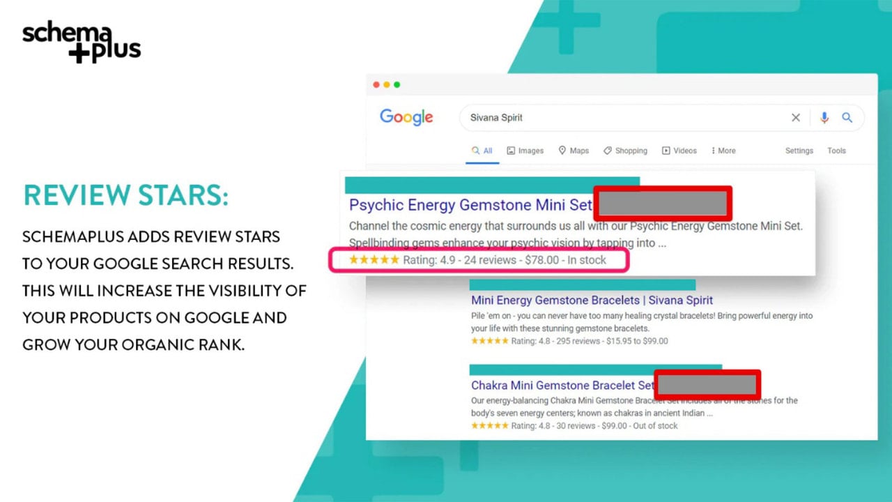 SchemaPlus will add review stars on Google.