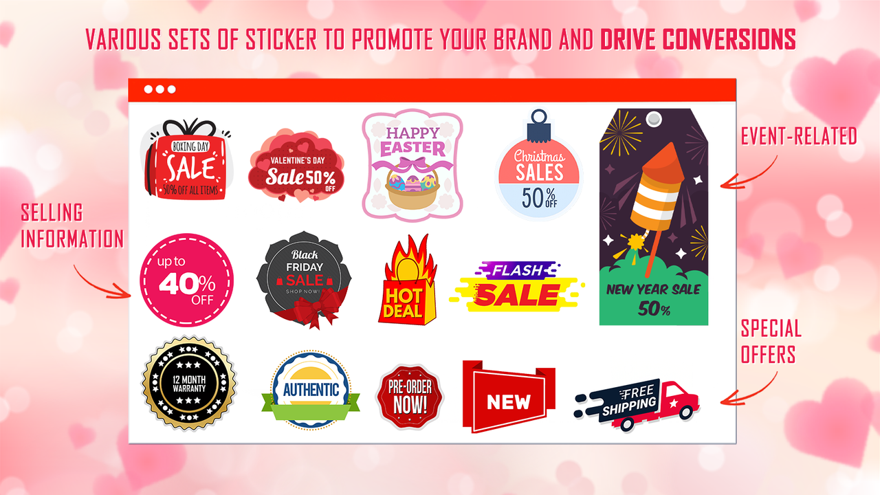 3000+ Stickers to promote your brand and drive conversion