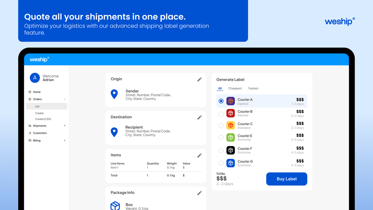 WeShip - Shipping platform for Shopify. Access Discounted Labels